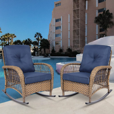 Outdoor Matina Rocking Wicker/Rattan Chair with Cushions by Bayou Breeze