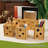 Adjustable Bamboo Silverware Caddy with Paper Plate Holder
