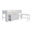 Lit mezzanine simple simple avec bureau coulissant, tiroirs, armoire et tablettes pour couleur blanche