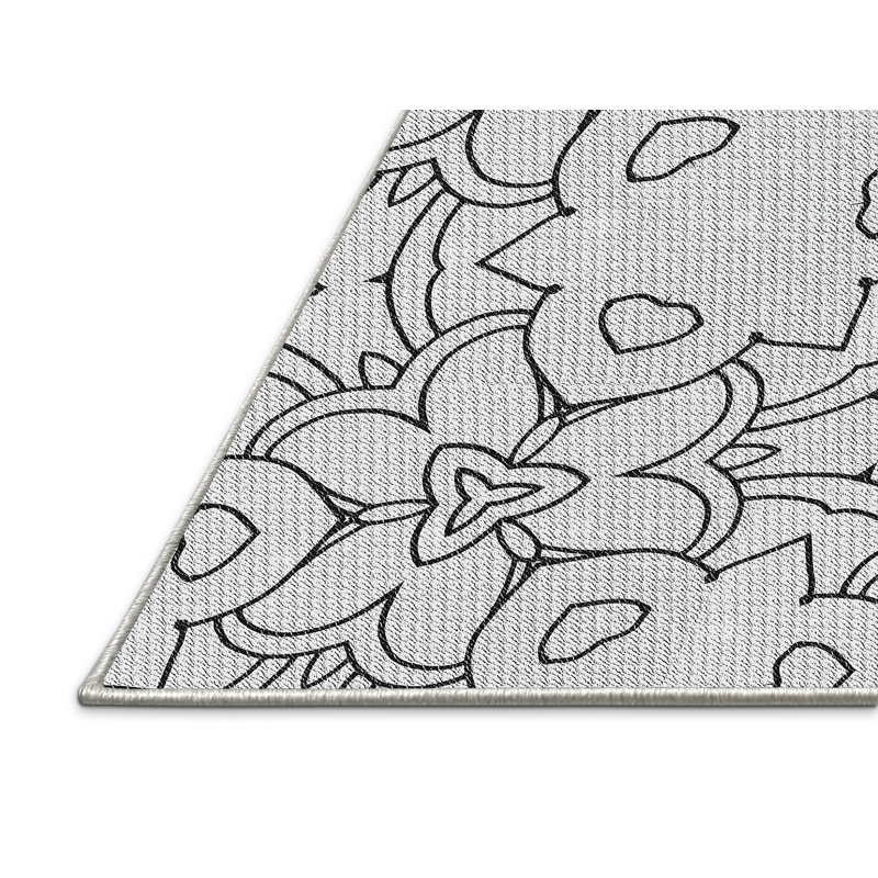 Tapis blanc/noir à motifs, Rectangle 2 pi x 4 pi