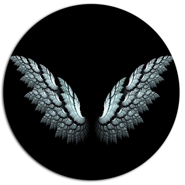 DesignArt Angel Wings On Black Background On Metal Print