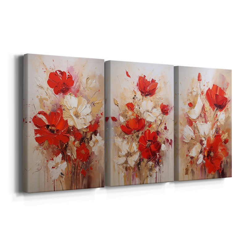 FLORAL Series CCCXXVI  -Custom Wrapped Gallery Canvas - 3 Pieces