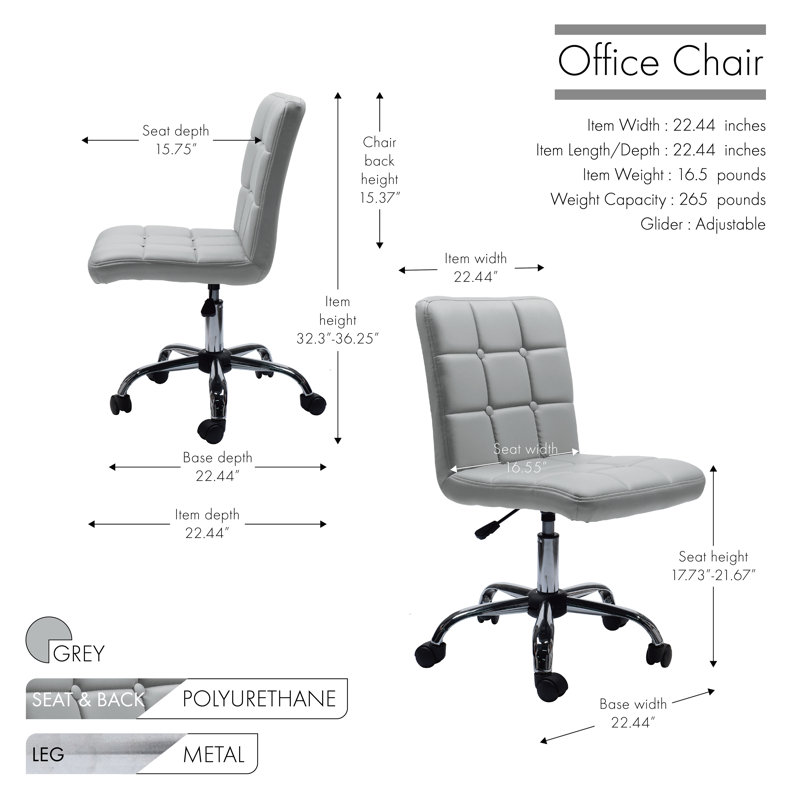 Chaise de travail en polyuréthane Adhafera, gris