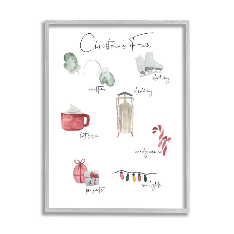 «Christmas Fun Illustrated List List Festive Holiday Traditions» par Lucille Price - impression d'art graphique