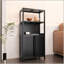 Armoire de rangement polyvalente en bambou noir avec 2 portes, parfaite pour la salle de bain, le salon et l'organisation de la cuisine
