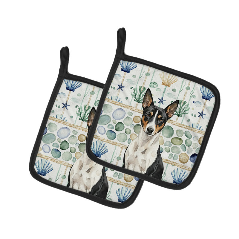 Paire de poignées noires et blanches Basenji
