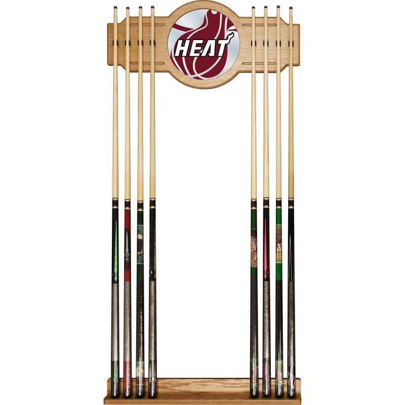 Support à queue de billard avec miroir nba, Heat de Miami, L 30 po x l 12 po