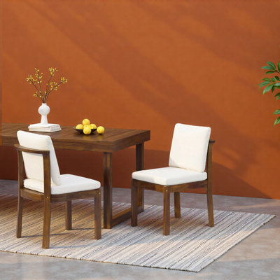 Chaises de jardin (lot de 2), bois et coussins