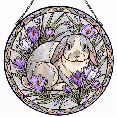 Panneau de vitrail Spring Lapin