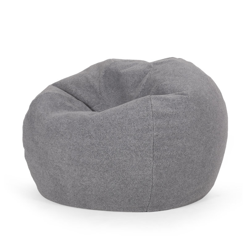 Fauteuil à billes arrondi en tissu gris avec pieds amovibles 3 pieds Kavel, Gris