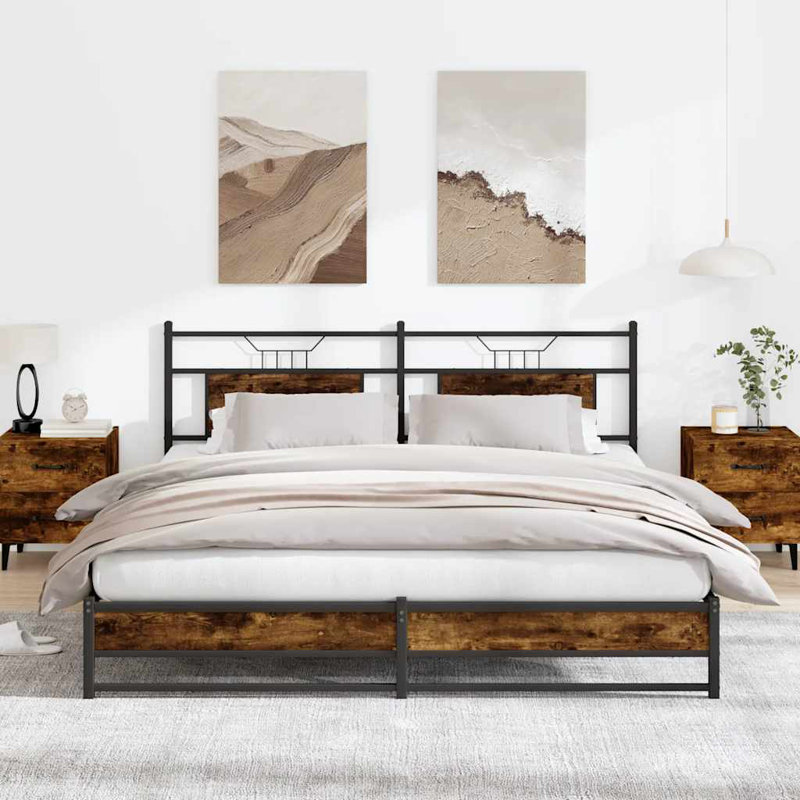 Bed Frame Without Mattress Engineered Wood, European Kingsize (160 x 200cm), Smoked Oak