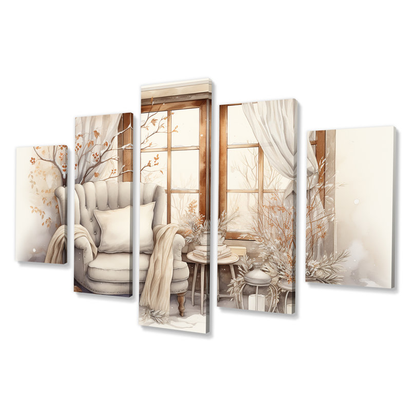 Cozy Winter Cottage Retreat III - Farm Windows, art mural multi-toile