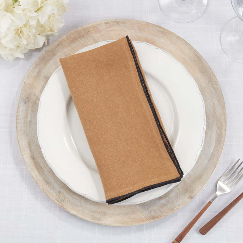 Set of 4 Dartmouth Linen No Pattern Square Napkins, Terracotta