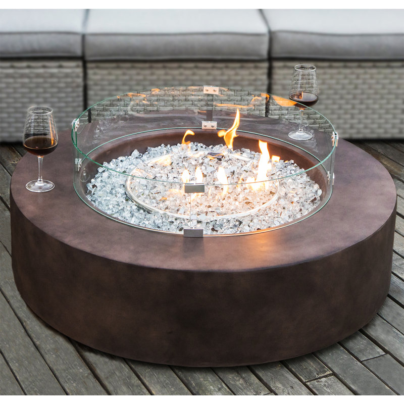 Table de foyer d'extérieur au propane en béton Langport, Bronze foncé