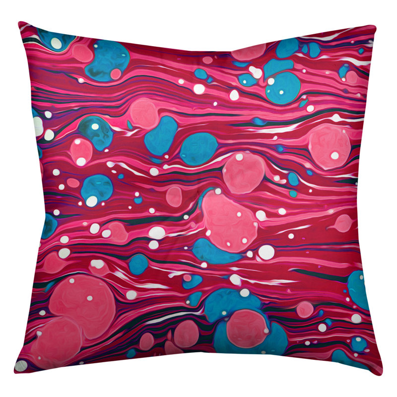 Coussin de plancher tourbillons, 26 po x 26 po, Rose / Bleu