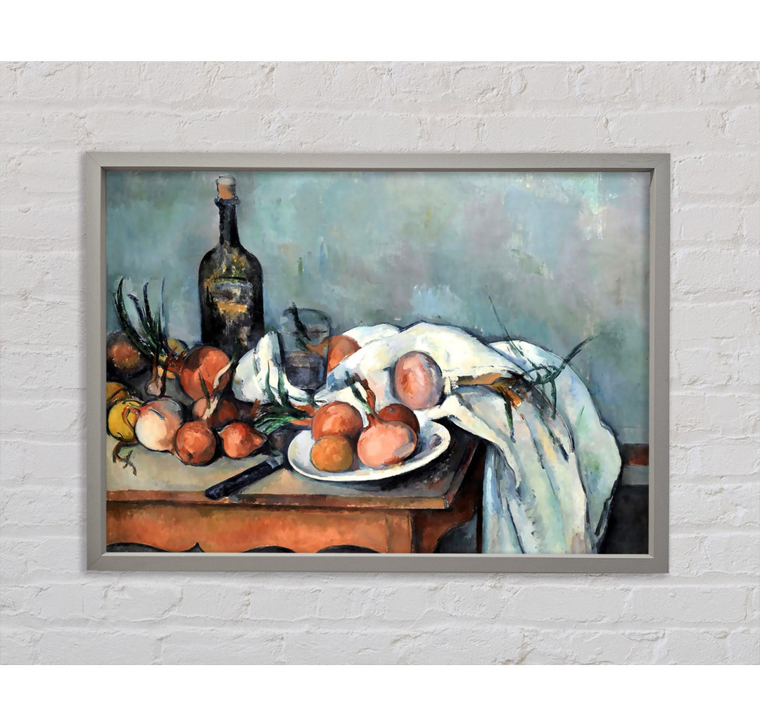 Cezanne Stillleben mit Zwiebeln - Einzelner Bilderrahmen Kunstdrucke auf Leinwand