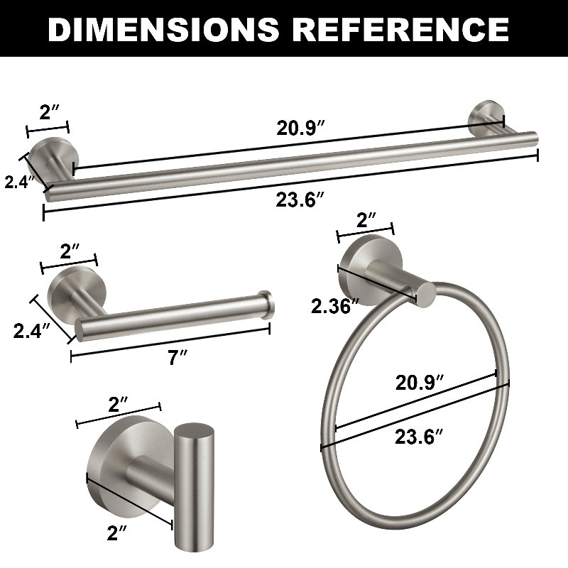 5 - Piece Bathroom Hardware Set, Brushed Nickel
