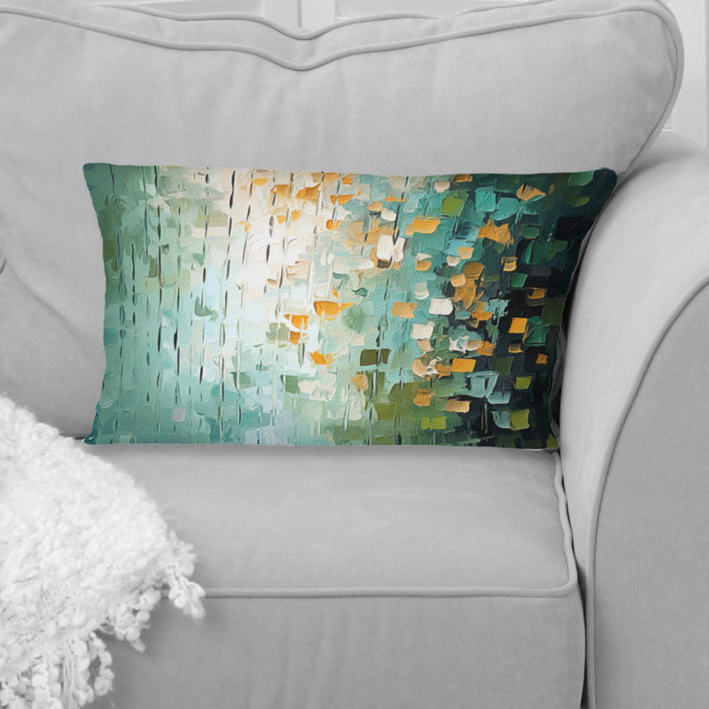 Superior Sun Abstract Ocean Blue and Gold - Coussin décoratif avec peinture abstraite