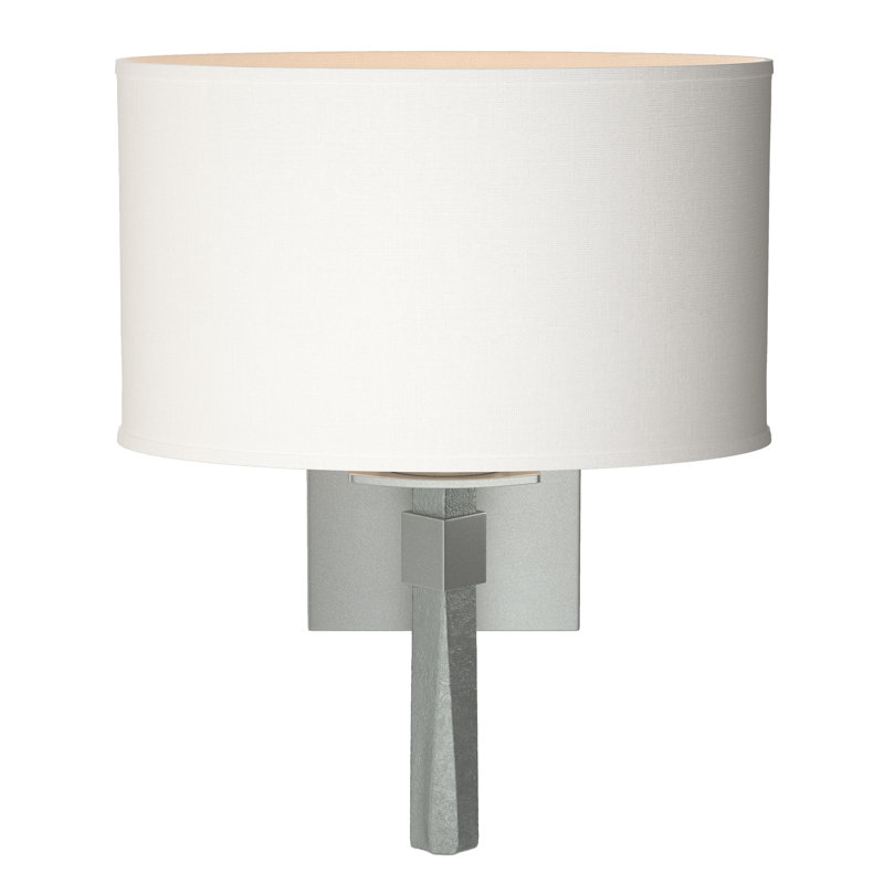 Beacon Hall Oval Drum Shade Sconce, Natural Anna, Vintage Platinum