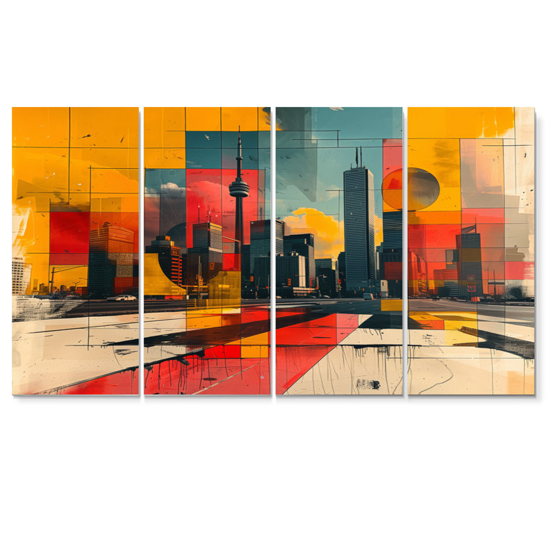 Tiphaine - ensemble d'art sur toile City Toronto, H 32 po x l 64 po