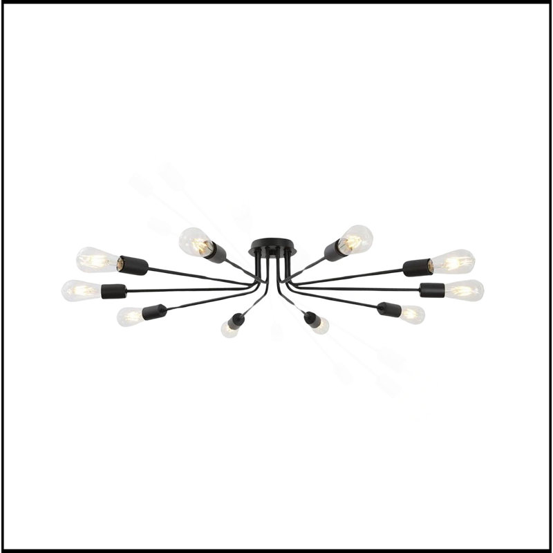Plafonnier semi-encastré 10 lumières Spoutnik, Noir