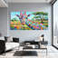 Animaux, girafe colorée, ensemble de 3 reproductions d'art sur toile-411579054