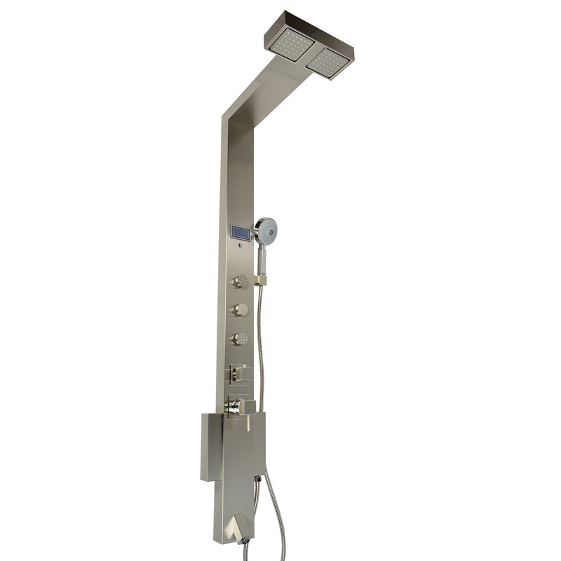 Panneau de douche en acier inoxydable 59 po avec pomme de douche réglable