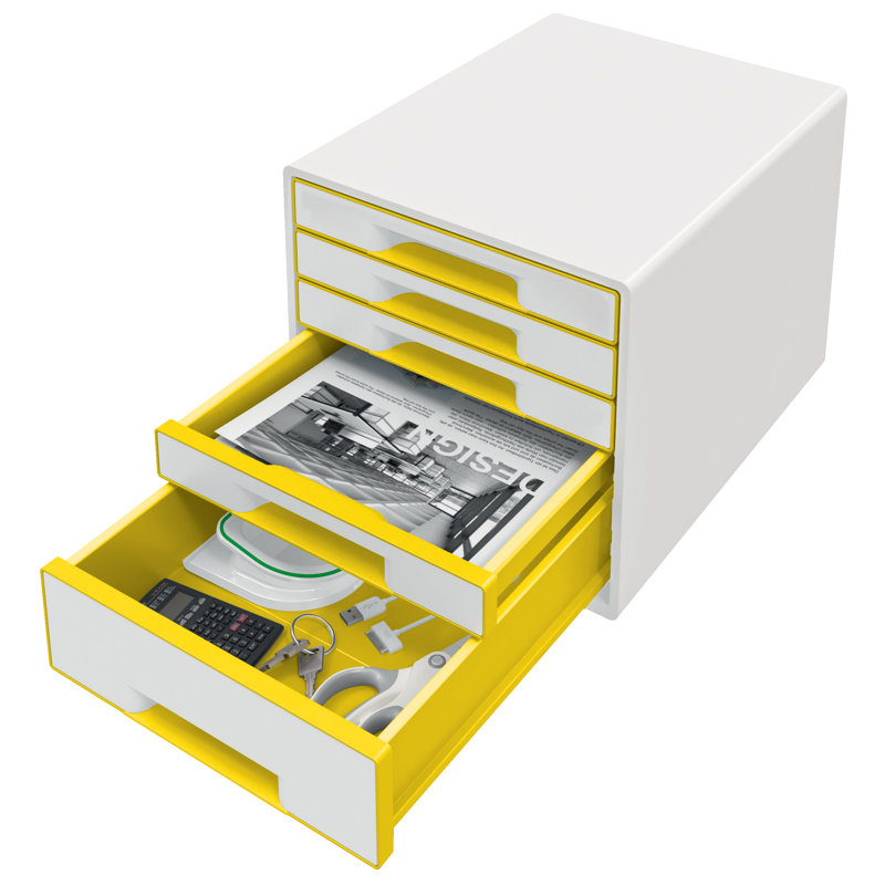 Wow Plastic Paper Organiser, White/Yellow