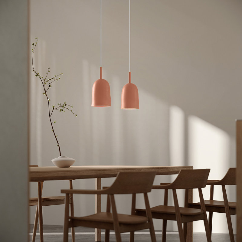 Vessel Pendant Light, 18" H x 14.5" W x 9" D, White, Blossompink