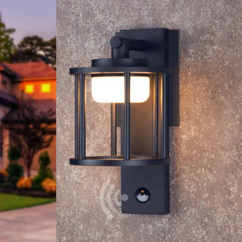 Motion Sensor Outdoor Wall Light 650 Lumens, 6.5 Watts LED Bulb, Modern Wall Light, Gray