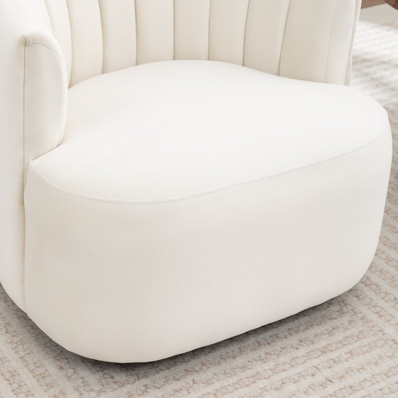 Stanford Upholstered Swivel Barrel Chair, Beige