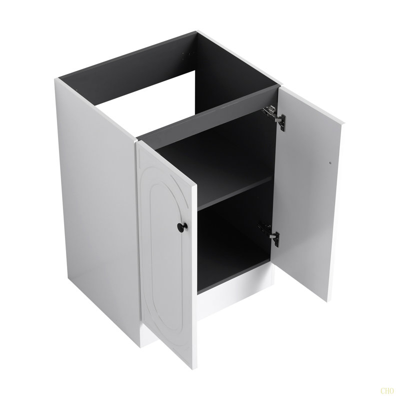 24" Freestanding Bathroom Vanity With  Resin Sink  & 2 Soft-Close Cabinet Doors (KD-Packing), 24"