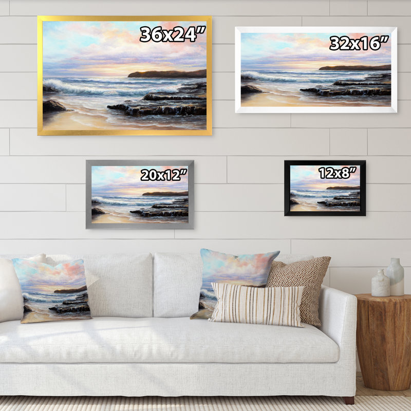 «Waves at Ocean Sea Shore IV», reproduction d'art sur toile, Cadre noir, H 8 po x l 12 po x P 1 po