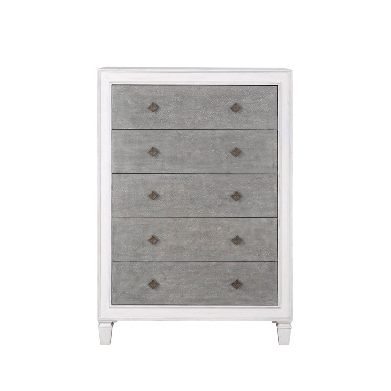 Commode Katia gris rustique et blanc vieilli