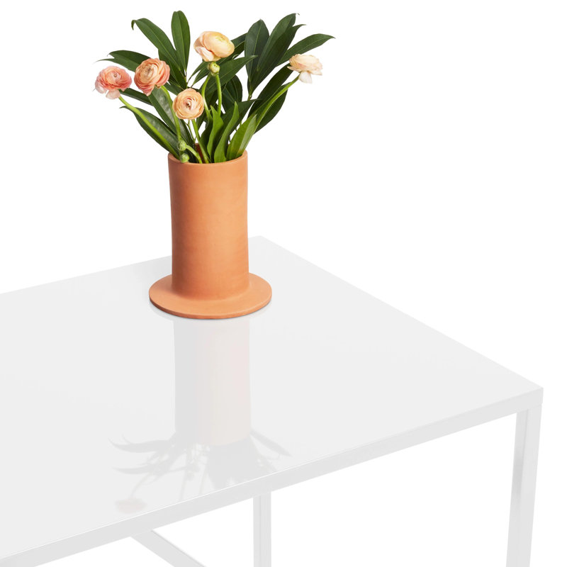 Strut Walnut Metal Base Dining Table, White, 28" W x 56" L, Standard (29" Height)