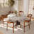 Plateau crème / base noyer foncé / chaises noyer