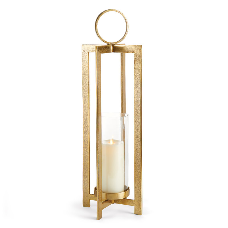 Asola Lantern Large, 30.5" H x 10" W x 10" D, Gold