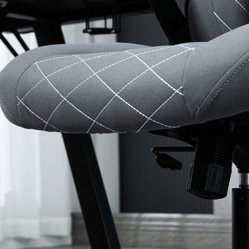 Fauteuil pivotant gris foncé avec dossier réglable et hauteur de siège élevée, chaise d'ordinateur grise pour plus de confort