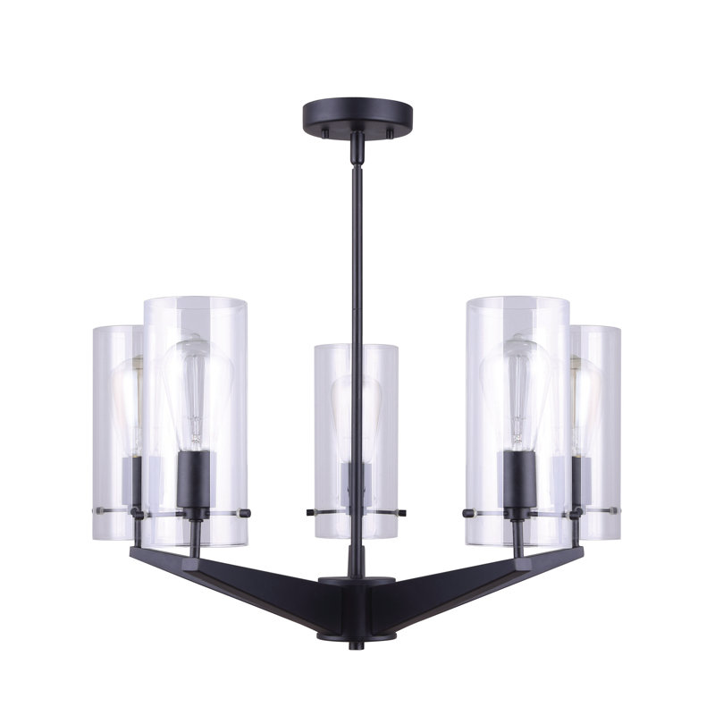 Lustre classique/traditionnel ombré 5 lumières Omak, Noir