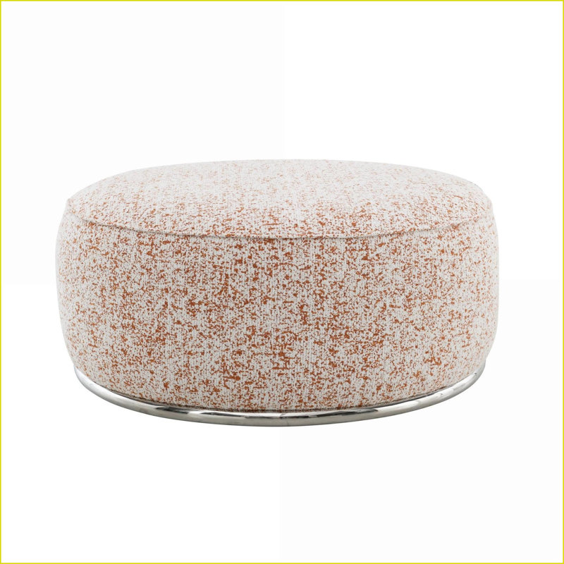 Repose-pieds, tissu moderne texturé Boucle avec base en métal argenté brossé | Repose-pieds / siège / pièce décorative