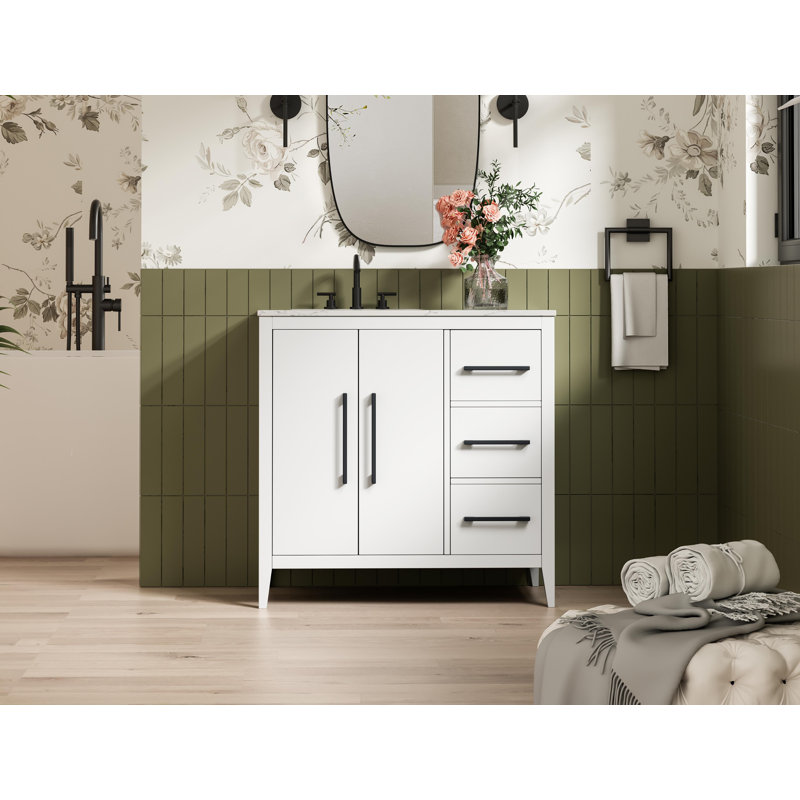 36 Inch Single Bathroom Vanity, White