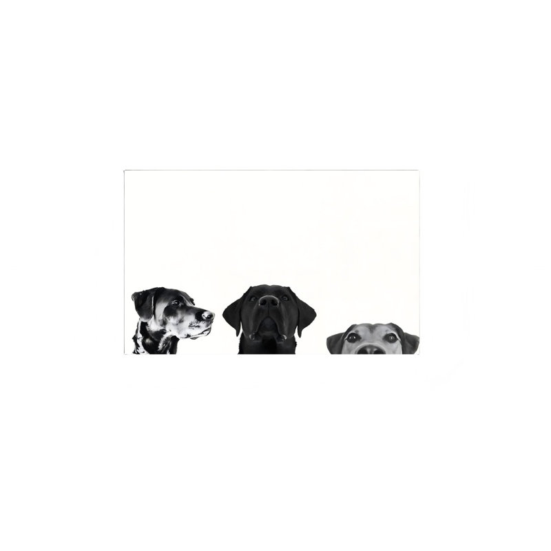Cadre noir en bois massif avec trois adorables chiots (16 po x 24 po)