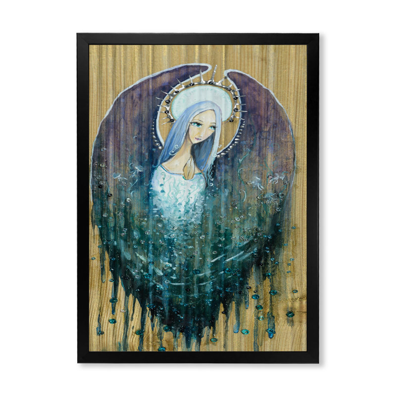 Ange religieux, art mural Klimt II, Toile avec cadre photo noir, H 20 po x l 12 po x P 1 po