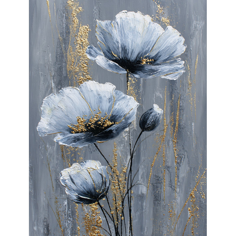Art mural sur toile Gilded Midnight Flowers, H 36 po x l 24 po x P 1,5 po