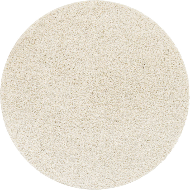 Tapis ivoire à poils longs Renesha, Rond 6 pi