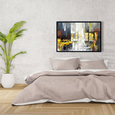 Rainy Busy Street Print On Canvas