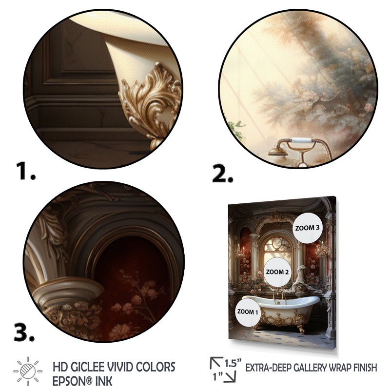 Daigo Bathroom Classic Marble II, reproduction d'art sur toile, Cadre photo argenté, H 20 po x l 12 po x P 1 po