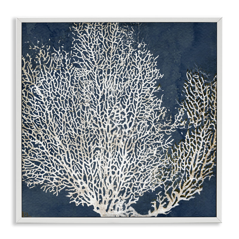 «Sea Coral Ocean Life Silhouette», impression, Giclée encadrée blanc bord de mer, H 17 po x l 17 po
