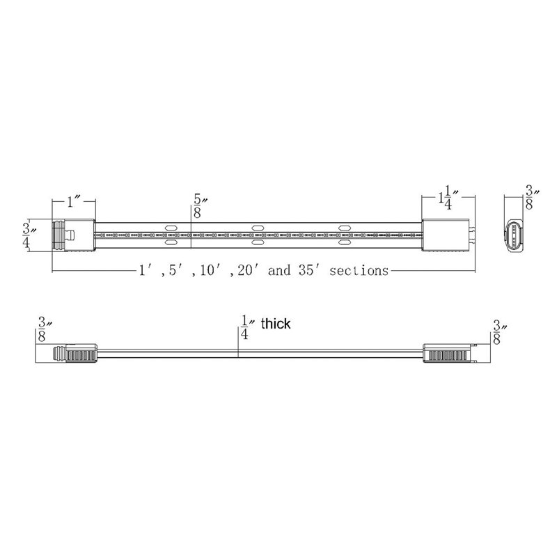 LED Step & Deck Lights, 2700K, 0.75" H x 420" W x 0.38" D