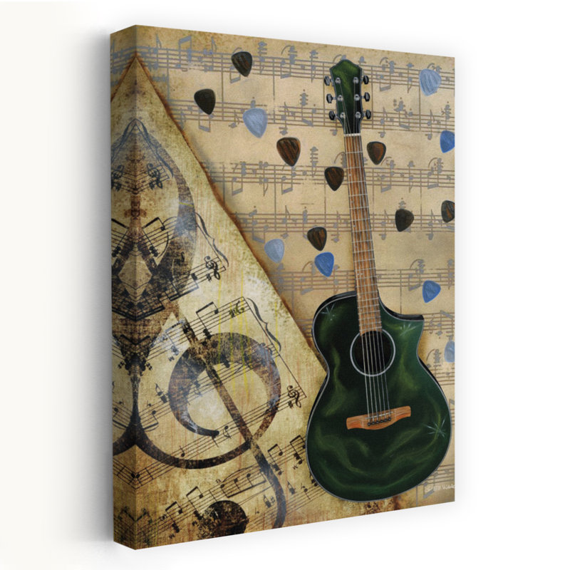 Guitare I, art contemporain abstrait, H 24 po x l 16 po